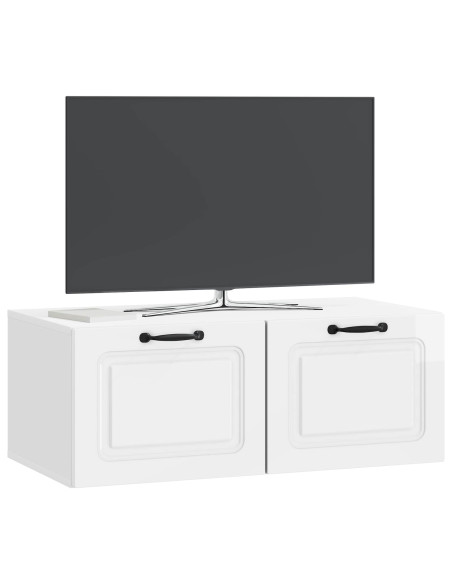 Mobile Porta TV da Muro Bianco Lucido 78,5 x 41 x 30 cm