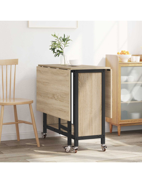 Tavolo da pranzo pieghevole con ruote 130 x 80 x 76,5 cm