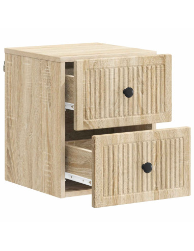 Mobiletto da notte a muro 2 pcs Rovere Sonoma 33 x 34,5 x 40 cm