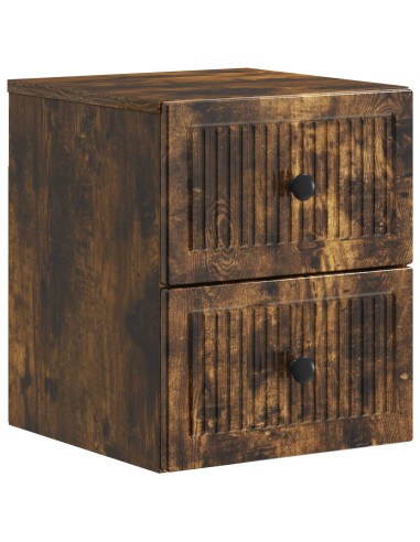Mobiletto da notte a muro 2 pcs Rovere Fumo 33 x 34,5 x 40 cm
