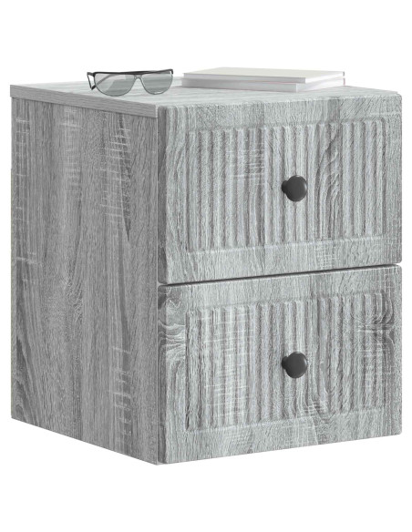 Mobiletto da notte a muro Grigio Sonoma 33 x 34,5 x 40 cm