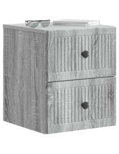 Mobiletto da notte a muro 2 pcs Grigio Sonoma 33 x 34,5 x 40 cm 2