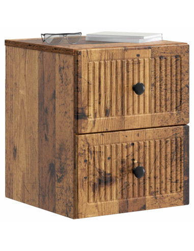 Mobiletto da notte a muro Legno antico 33 x 34,5 x 40 cm
