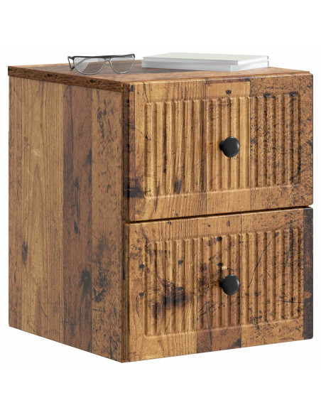 Mobiletto da notte a muro Legno antico 33 x 34,5 x 40 cm
