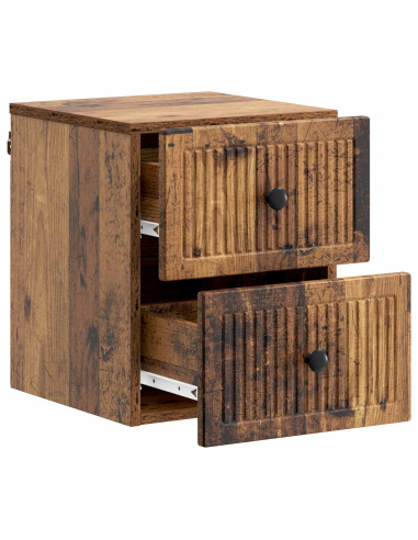 Mobiletto da notte a muro Legno antico 33 x 34,5 x 40 cm
