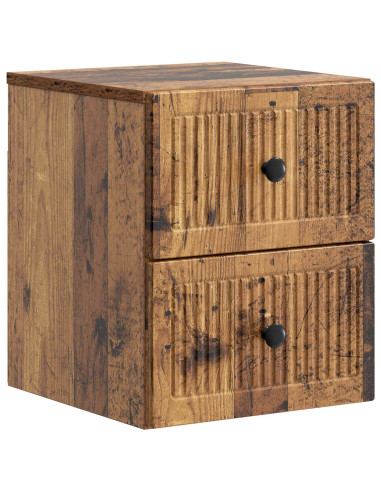 Mobiletto da notte a muro 2 pcs Legno antico 33 x 34,5 x 40 cm