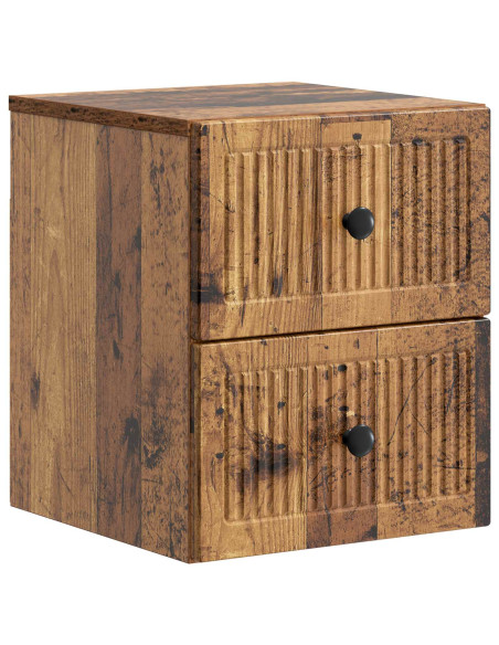 Mobiletto da notte a muro 2 pcs Legno antico 33 x 34,5 x 40 cm