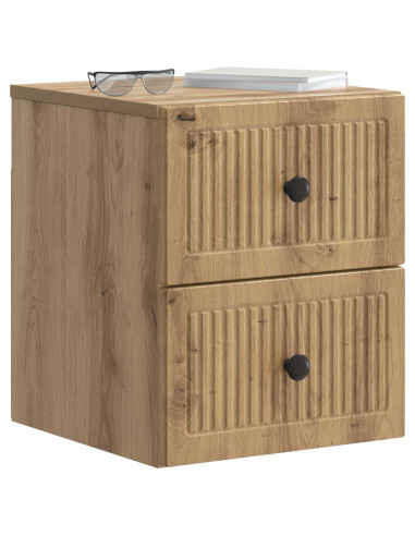 Mobiletto da notte a muro con cassetto 2 pcs Rovere Artigianale