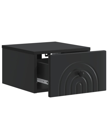 Mobiletto da notte a muro con cassetto Nero 33 x 34,5 x 20 cm