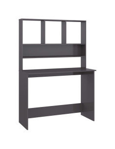 Scrivania Mensole Grigio Lucido 110x45x157 cm Legno Multistrato 2