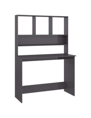Scrivania Mensole Grigio Lucido 110x45x157 cm Legno Multistrato