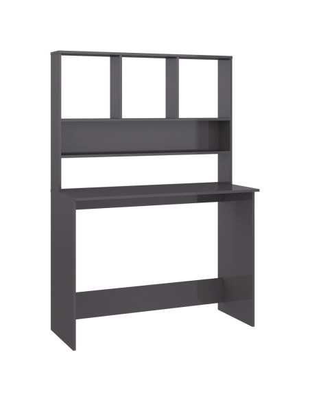 Scrivania Mensole Grigio Lucido 110x45x157 cm Legno Multistrato