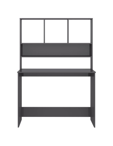 Scrivania Mensole Grigio Lucido 110x45x157 cm Legno Multistrato