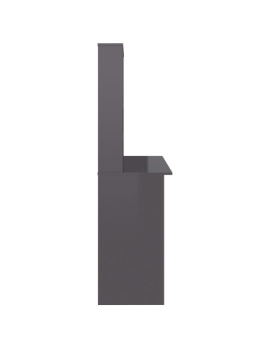 Scrivania Mensole Grigio Lucido 110x45x157 cm Legno Multistrato