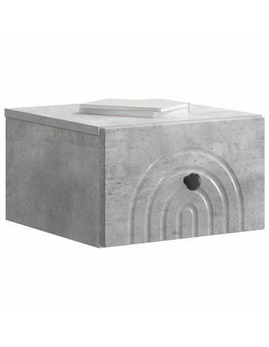 Mobiletto da notte a muro con cassetto 2 pcs Grigio Cemento