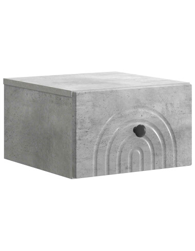 Mobiletto da notte a muro con cassetto 2 pcs Grigio Cemento