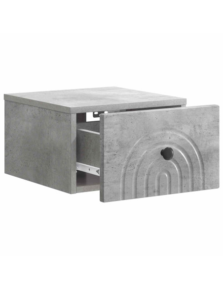 Mobiletto da notte a muro con cassetto 2 pcs Grigio Cemento
