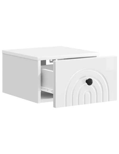 Mobiletto da notte a muro 2 pcs Bianco Lucido 33 x 34,5 x 20 cm