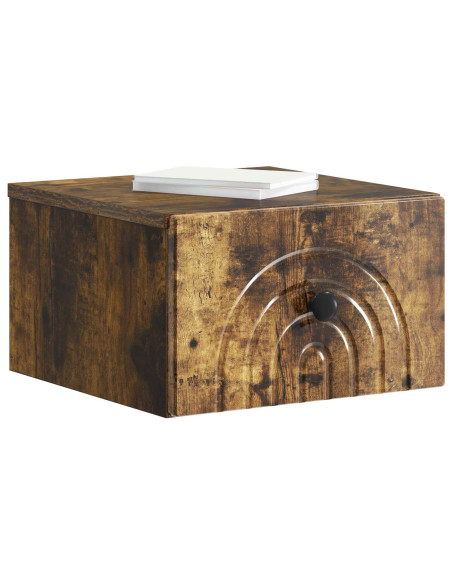 Mobiletto da notte a muro Rovere Fumo 33 x 34,5 x 20 cm