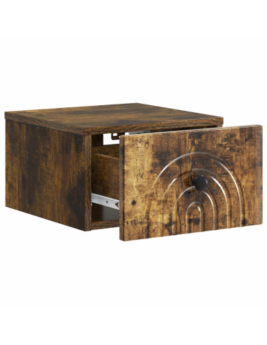 Mobiletto da notte a muro Rovere Fumo 33 x 34,5 x 20 cm