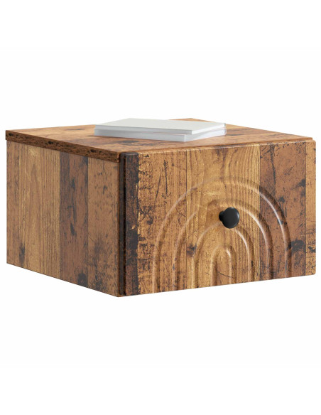Mobiletto da notte a muro Legno antico 33 x 34,5 x 20 cm