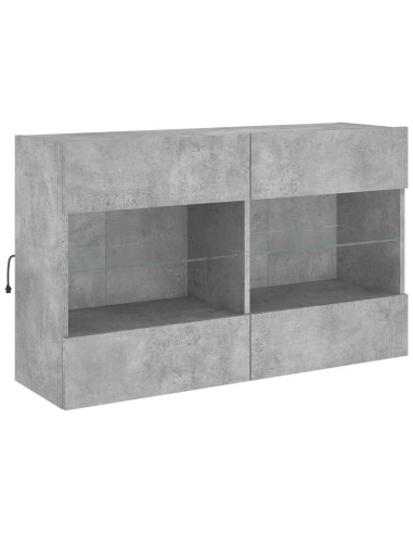 Set Mobili TV a Muro 6 pz con Luci LED Grigio Cemento