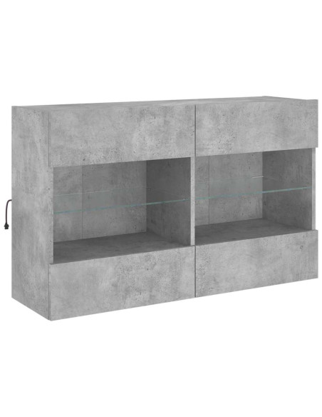 Set Mobili TV a Muro 6 pz con Luci LED Grigio Cemento