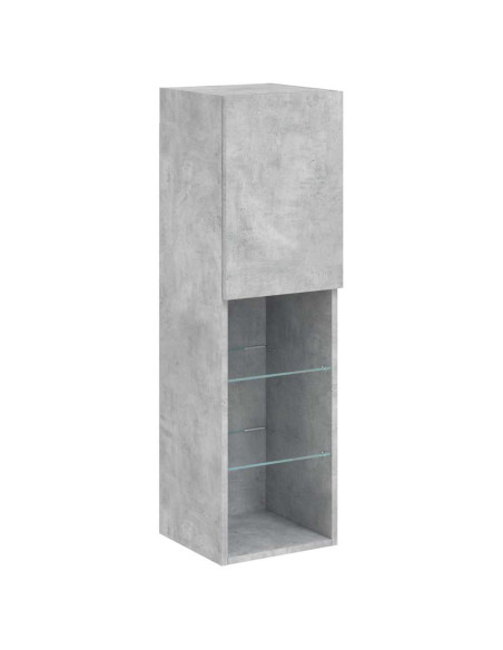 Set Mobili TV a Muro 6 pz con Luci LED Grigio Cemento