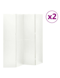 Paravento a 4 Pannelli 2 pz Bianco 160x180 cm in Acciaio 2