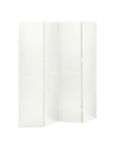 Paravento a 4 Pannelli 2 pz Bianco 160x180 cm in Acciaio