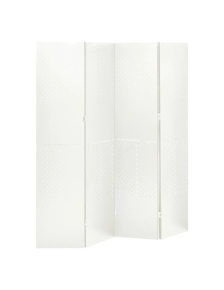 Paravento a 4 Pannelli 2 pz Bianco 160x180 cm in Acciaio