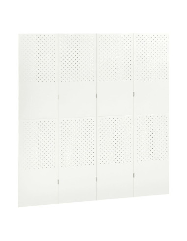 Paravento a 4 Pannelli 2 pz Bianco 160x180 cm in Acciaio