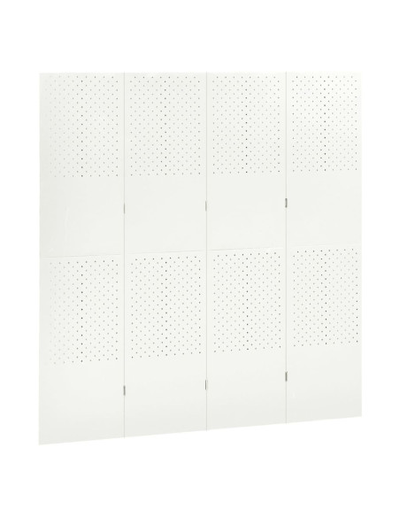 Paravento a 4 Pannelli Bianco 160x180 cm in Acciaio