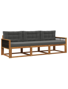 Set di divani da esterno con cuscino 3 pcs Naturale e Antracite 2