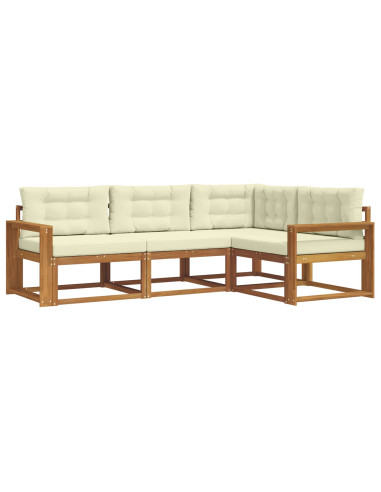 Set di divani da esterno con cuscino 4 pcs Naturale e Crema