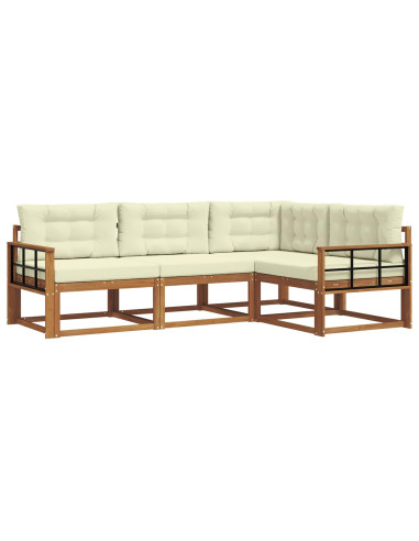 Set di divani da esterno con cuscino 4 pcs Naturale e Crema