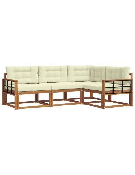 Set di divani da esterno con cuscino 4 pcs Naturale e Crema