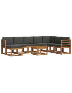 Set di divani da esterno con cuscino 9 pcs Naturale e Antracite 2