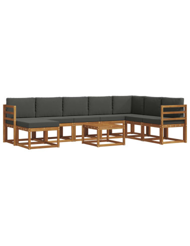 Set di divani da esterno con cuscino 9 pcs Naturale e Antracite