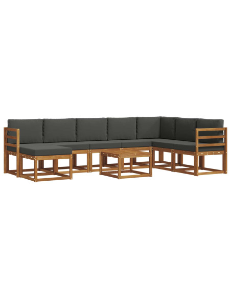 Set di divani da esterno con cuscino 9 pcs Naturale e Antracite