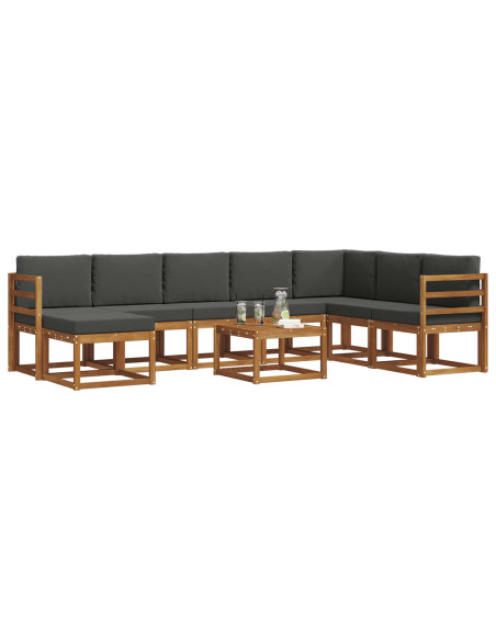 Set di divani da esterno con cuscino 9 pcs Naturale e Antracite