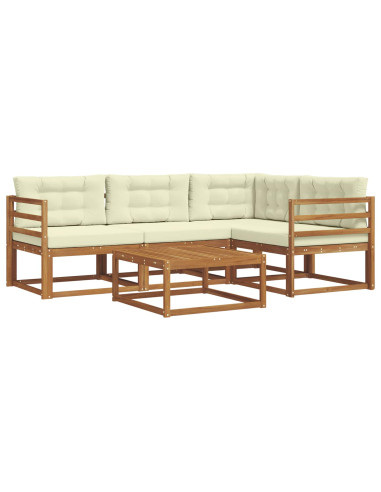 Set di divani da esterno con cuscino 5 pcs Naturale e Crema