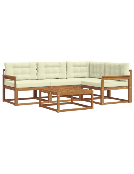 Set di divani da esterno con cuscino 5 pcs Naturale e Crema