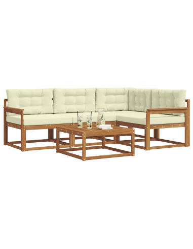 Set di divani da esterno con cuscino 5 pcs Naturale e Crema