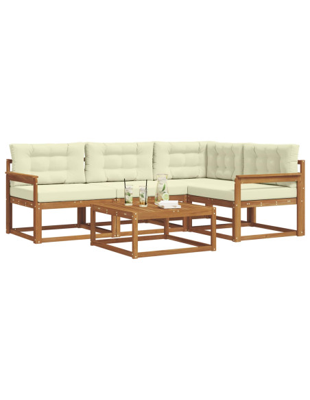 Set di divani da esterno con cuscino 5 pcs Naturale e Crema