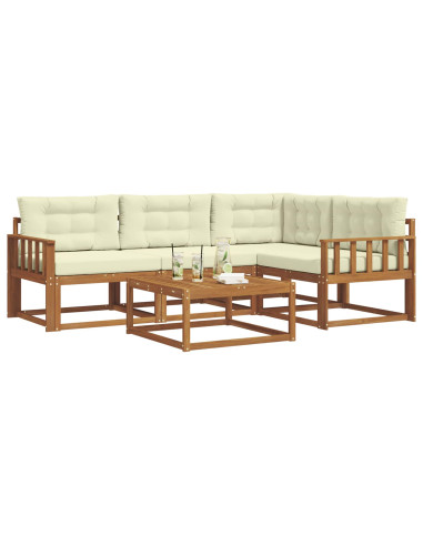 Set di divani da esterno con cuscino 5 pcs Naturale e Crema
