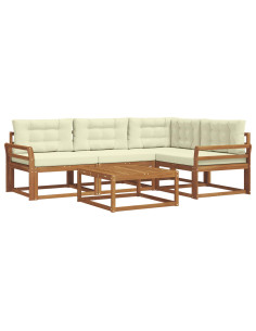 Set di divani da esterno con cuscino 5 pcs Naturale e Crema 2