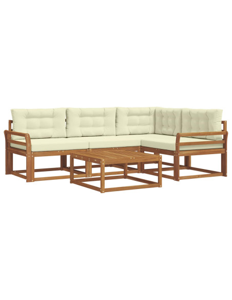 Set di divani da esterno con cuscino 5 pcs Naturale e Crema