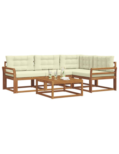 Set di divani da esterno con cuscino 5 pcs Naturale e Crema