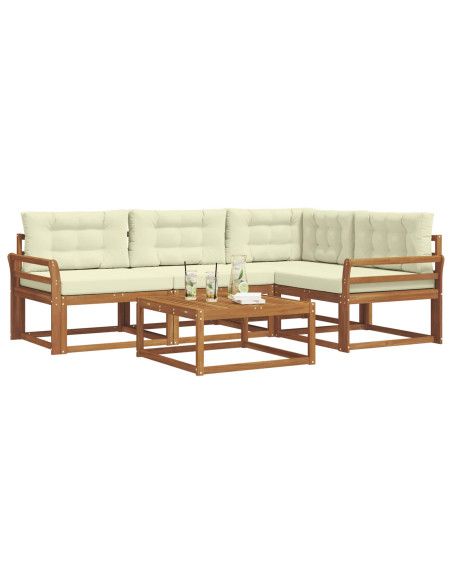 Set di divani da esterno con cuscino 5 pcs Naturale e Crema